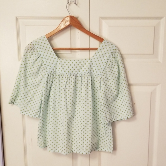 TRAMP polka dot square neck blouse s - Picture 5 of 8